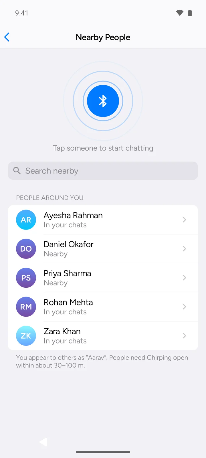 Nearby people